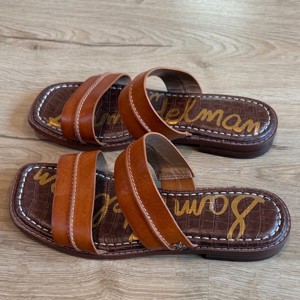 Sam Edelman Brown Leather Slide Sandals - Women 7.5